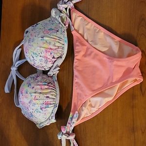 VS coral paint splatter bikini size medium